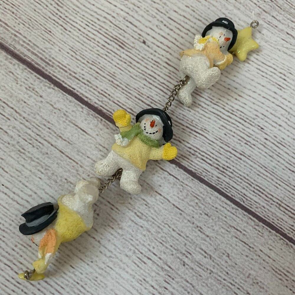 Snowman Chain Christmas Ornament 3 Snowmen and Star Holiday 7" Long